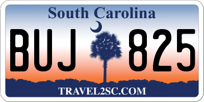 SC license plate BUJ825