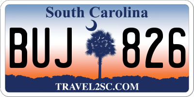 SC license plate BUJ826