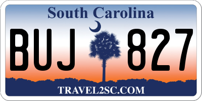 SC license plate BUJ827