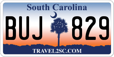 SC license plate BUJ829