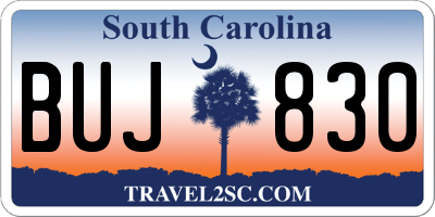 SC license plate BUJ830