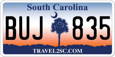 SC license plate BUJ835