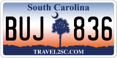 SC license plate BUJ836