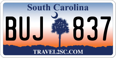 SC license plate BUJ837