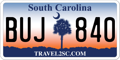 SC license plate BUJ840