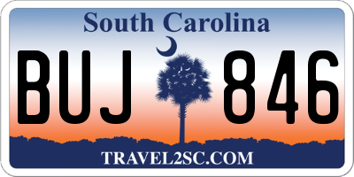 SC license plate BUJ846