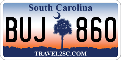 SC license plate BUJ860