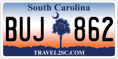 SC license plate BUJ862