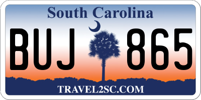 SC license plate BUJ865