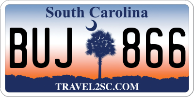 SC license plate BUJ866