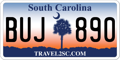 SC license plate BUJ890