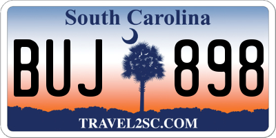 SC license plate BUJ898