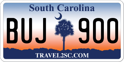 SC license plate BUJ900
