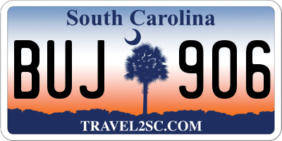 SC license plate BUJ906