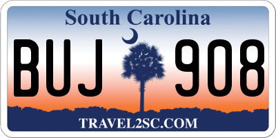 SC license plate BUJ908