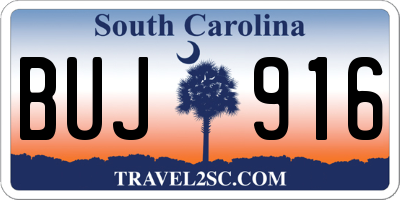 SC license plate BUJ916