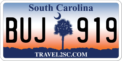 SC license plate BUJ919