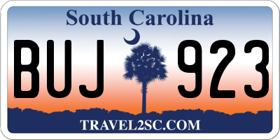 SC license plate BUJ923