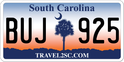 SC license plate BUJ925