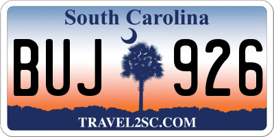 SC license plate BUJ926