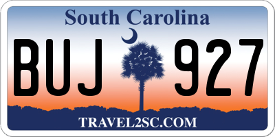 SC license plate BUJ927