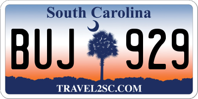 SC license plate BUJ929