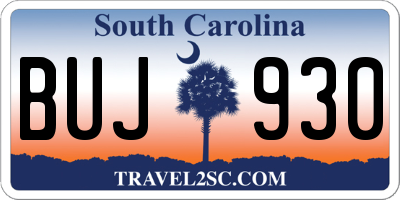 SC license plate BUJ930