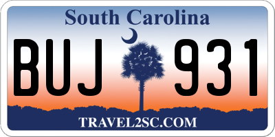 SC license plate BUJ931