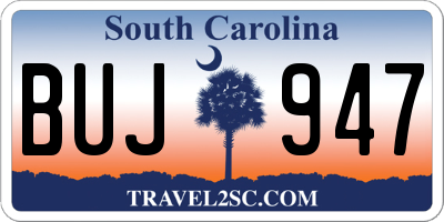 SC license plate BUJ947