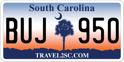 SC license plate BUJ950