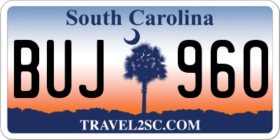 SC license plate BUJ960