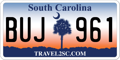 SC license plate BUJ961
