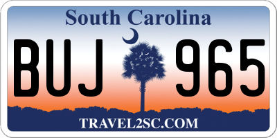 SC license plate BUJ965
