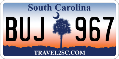 SC license plate BUJ967