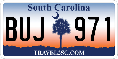 SC license plate BUJ971