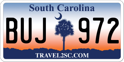 SC license plate BUJ972