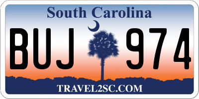 SC license plate BUJ974