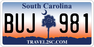 SC license plate BUJ981