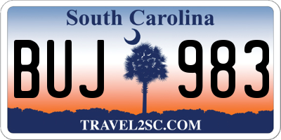 SC license plate BUJ983