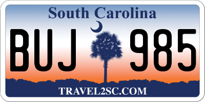 SC license plate BUJ985