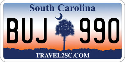 SC license plate BUJ990
