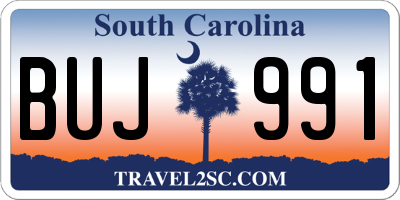 SC license plate BUJ991