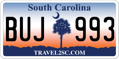 SC license plate BUJ993