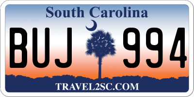 SC license plate BUJ994