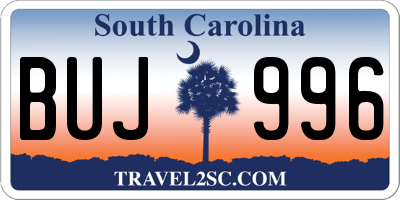 SC license plate BUJ996