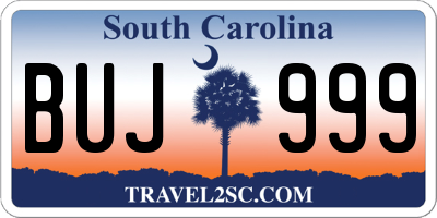 SC license plate BUJ999