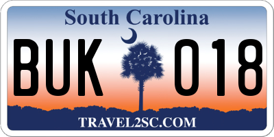 SC license plate BUK018