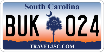 SC license plate BUK024