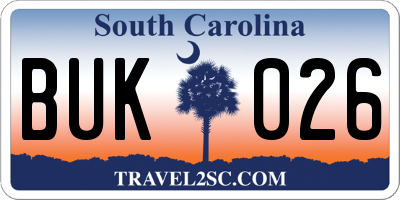 SC license plate BUK026