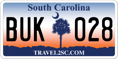 SC license plate BUK028